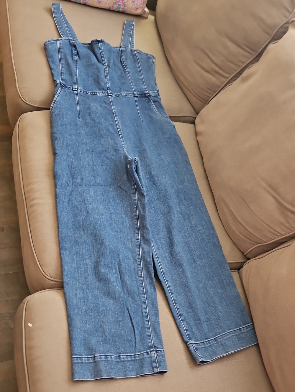 Dynamite Blue Denim Wide-Leg Overalls Jumpsuit